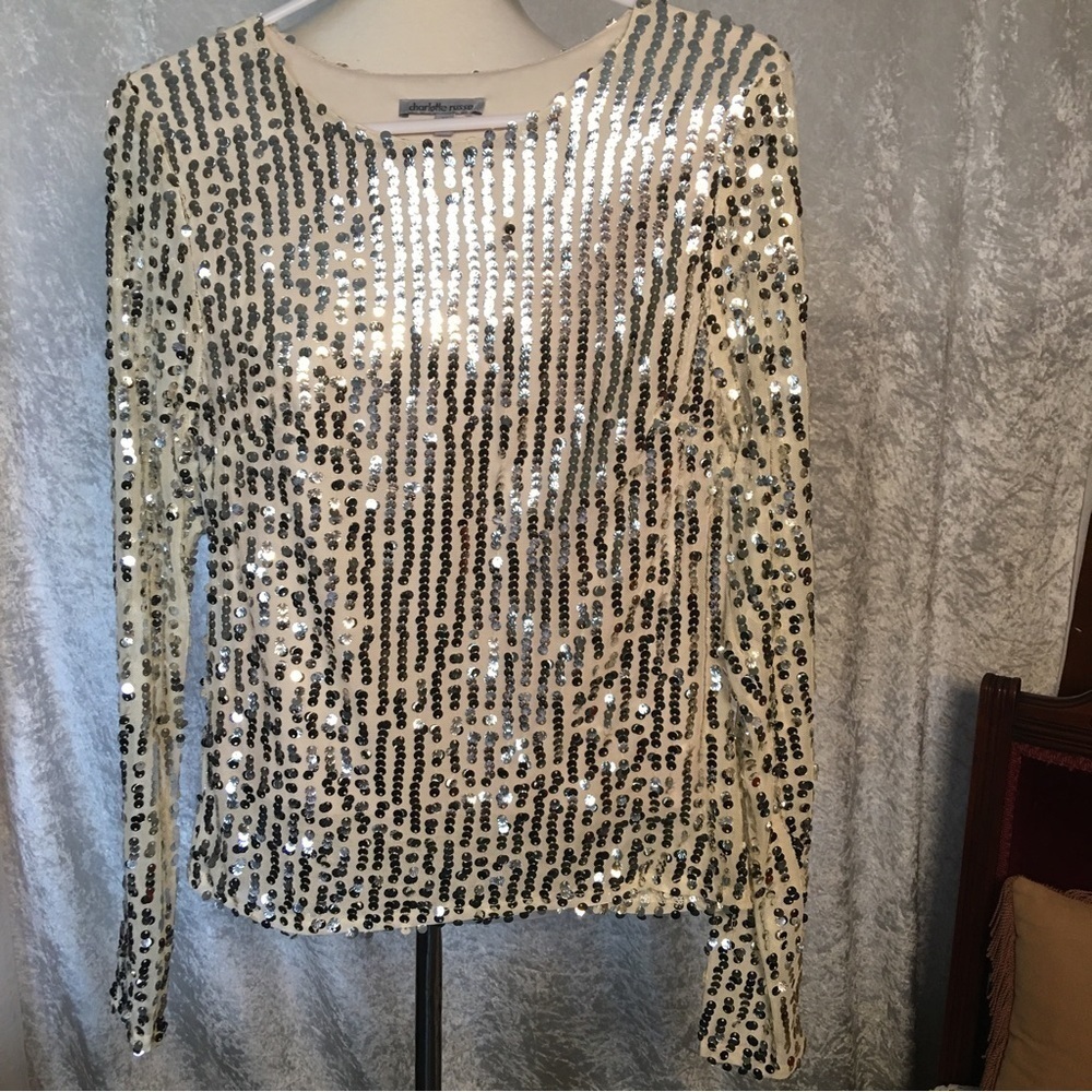 Charlotte Russe Gold sequins blouse Size M